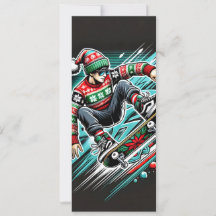 Coola Skateboard Helgdag-julkort för pojkar