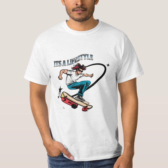 Coola Skateboarder Roligt Quote Det är en livsstil T Shirt (Framsida)