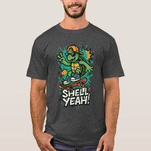 Coola Skateboarding Funny Turtle Pun T-Shirt