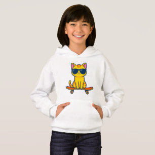 Coola skateboardkatt som bär solglasögon Cartoon T Shirt