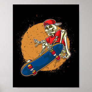 Coola skateboardkonst skelett skateboard Kickfli Poster