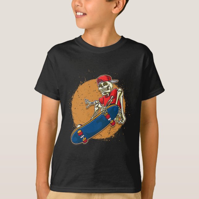Coola skateboardkonst skelett skateboard Kickfli T Shirt (Framsida)
