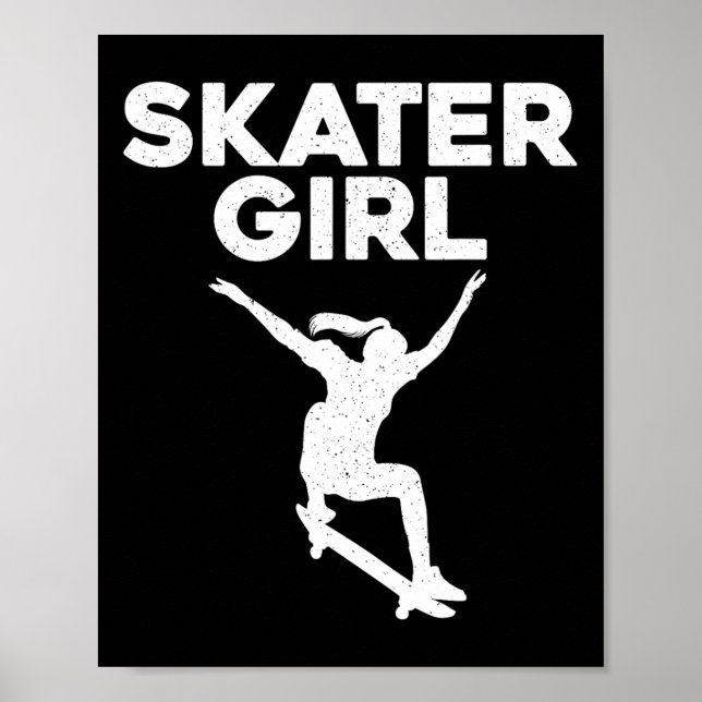 Coola skateboardskonst för tonårsflickor Kids skat Poster (Framsidan)