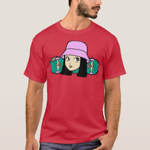 Coola Skater Girl med Bucket Hat T Shirt