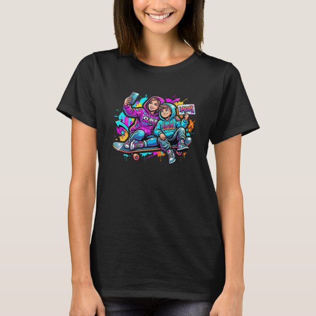 Coola Skater Mamma & Son Graffiti Street Style T-S T Shirt (Framsida)