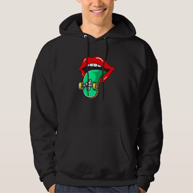 Coola Skater Skateboarder Tunga Hoodie (Framsida)