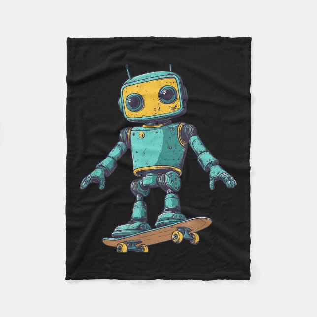 Coola Skating Robot with Skateboard Costume Fleecefilt (Framsidan)