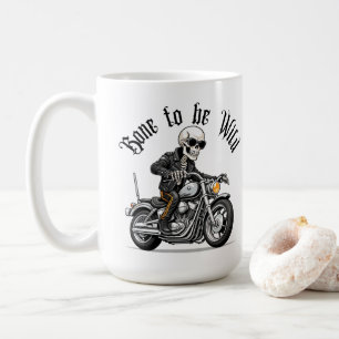 Coola Skeleton Bone till Vild Riding a Motorcle Kaffemugg