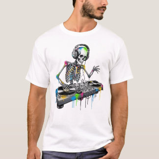 Coola Skeleton DJ Graffiti Stil T Shirt