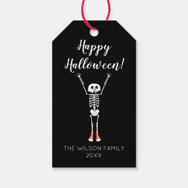 Coola Skeleton Halloween fest Favor Presentetikett (Framsidan)