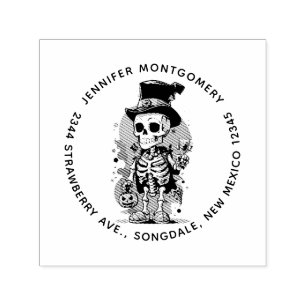 Coola Skeleton i Top hat Halloween Adress Självfärgande Stämpel