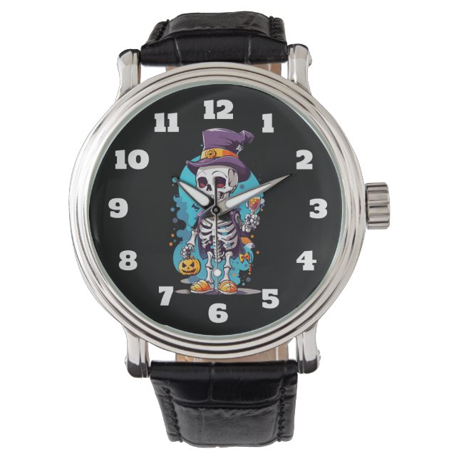Coola Skeleton i Top hat Halloween Armbandsur (Framsida)