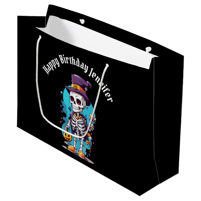 Coola Skeleton i Top hat Halloween Birthday (Framsidan Vinklad)