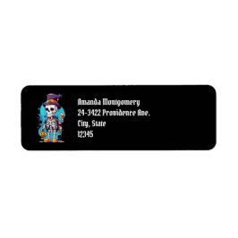 Coola Skeleton i Top hat Halloween Black Returadress Etikett