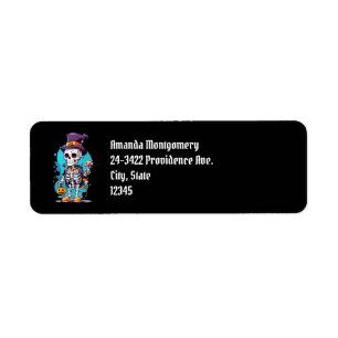 Coola Skeleton i Top hat Halloween Black Returadress Etikett