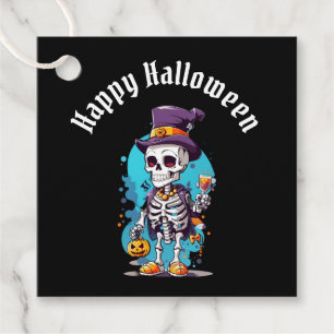 Coola Skeleton i Top hat Halloween Gåvor Etiketter