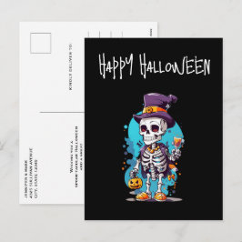 Coola Skeleton i Top hat Halloween Helg Vykort