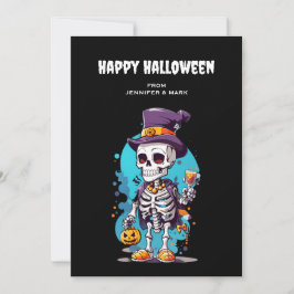 Coola Skeleton i Top hat Halloween Julkort