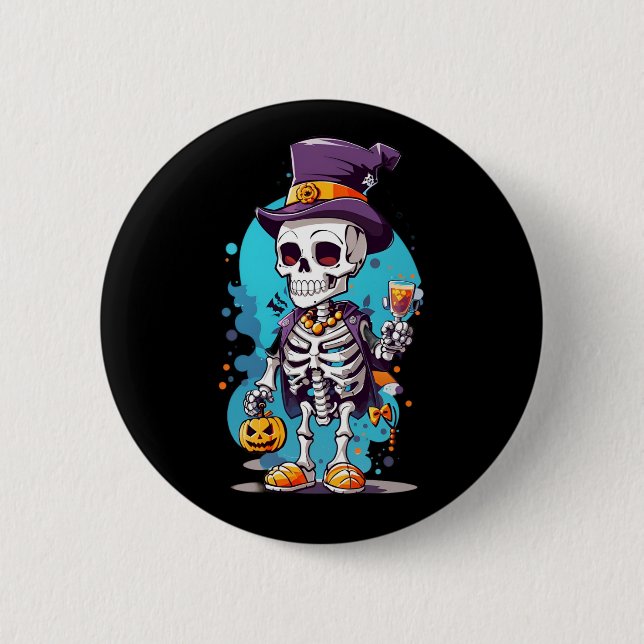 Coola Skeleton i Top hat Halloween Knapp (Framsida)