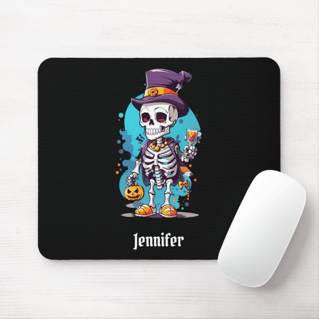 Coola Skeleton i Top hat Halloween Musmatta (Med mus)