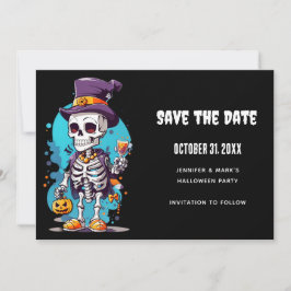 Coola Skeleton i Top hat Halloween Spara Datumet