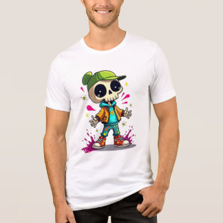 Coola Skeleton Kid - Färg Stänk Streetwea T Shirt