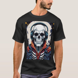 Coola Skeleton med hörlurar - Music Älskare T Shirt