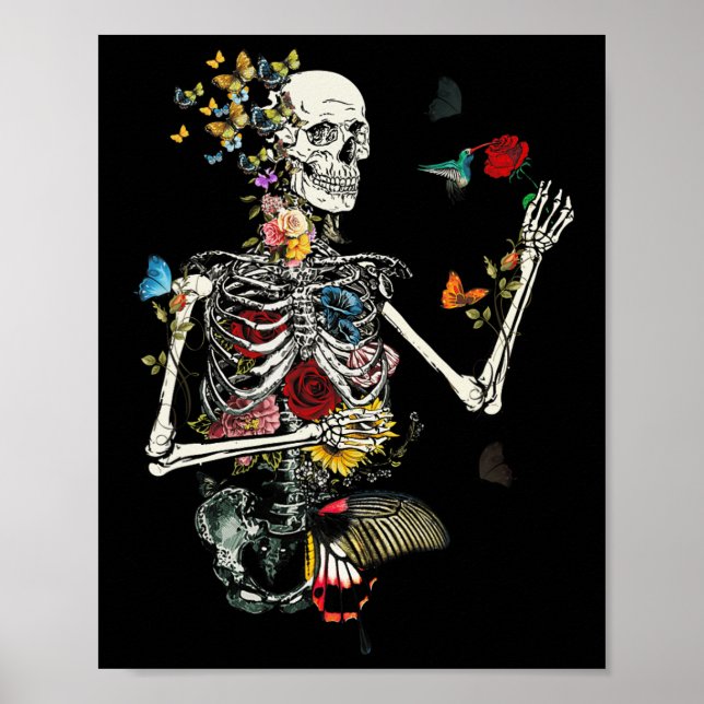 Coola Skeleton Plant Nature Flower Halloween Poster (Framsidan)