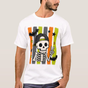 Coola Skelett Fredstecken Halloween T-Shirt