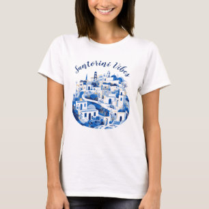 Coola Sketch Blue Santorini Travel Illustration Ar T Shirt