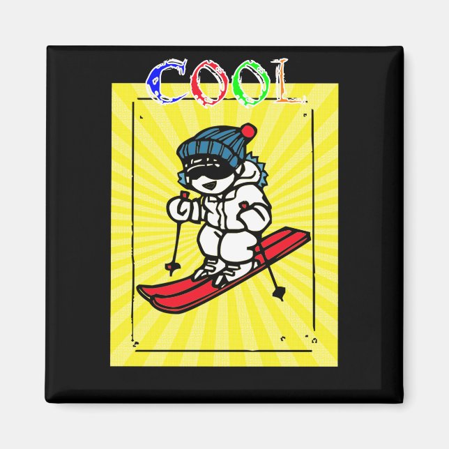Coola Skier | Skickar älskare | skidgåva | Spidnin Magnet (Framsidan)