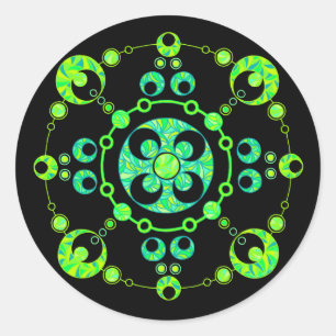Coola Skörd Circle Grönt Art Stickers Runt Klistermärke