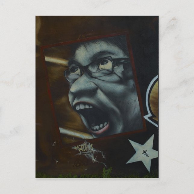Coola Skräm Graffiti Ansikte Vykort (Framsida)