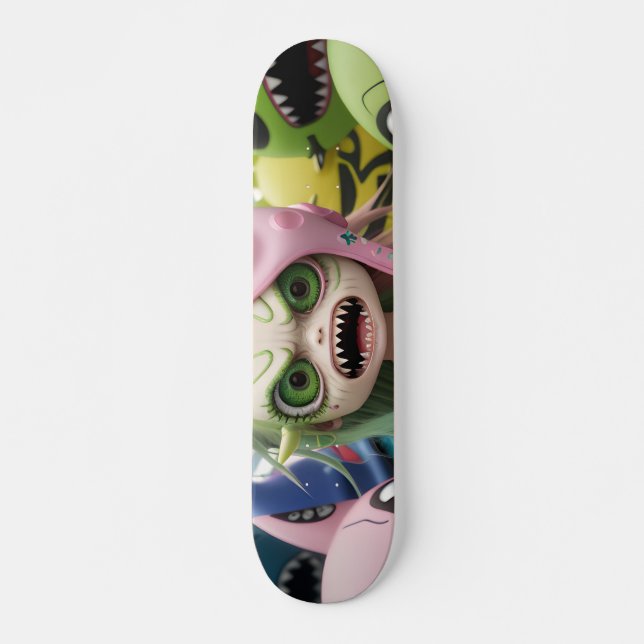 Coola, skrämmande främmande monster, skateboard (Framsida)