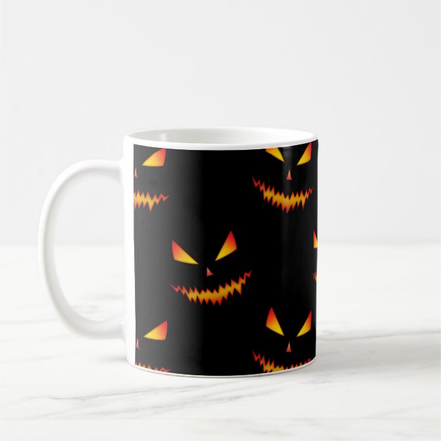 Coola skrämmande Jack O'Lantern ansikte Halloween  Kaffemugg (Vänster)