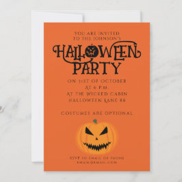 Coola skrämmande Jack O'Lantern Halloween svart or Inbjudningar