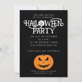 Coola skrämmande Jack O'Lantern Halloween svart or Inbjudningar