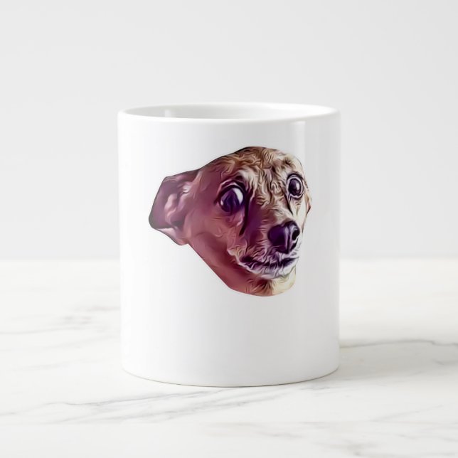 Coola Skrämt Chihuahua Cute Funny Meme Jumbo Mugg (Framsidan)