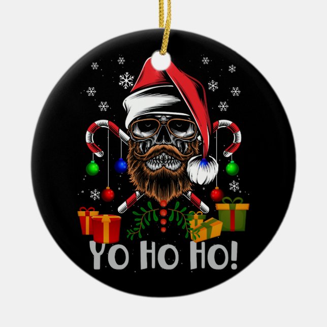 Coola Skull Beard Santa Pirat jul Jolly Roge Julgransprydnad Keramik (Framsidan)