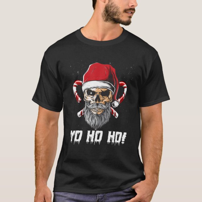 Coola-Skull Beard Santa Pirat jul Jolly Roge T Shirt (Framsida)