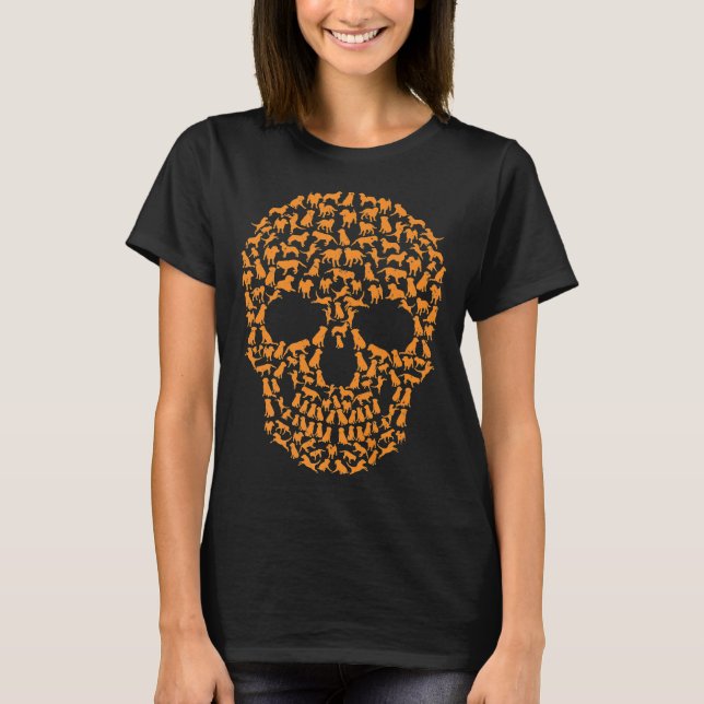 Coola Skull Hund Golden Retriever Halloween Costum T Shirt (Framsida)