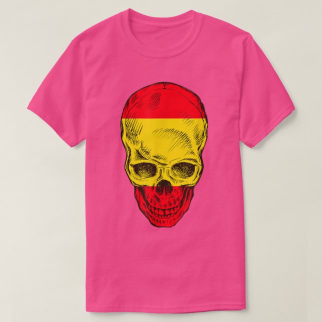 Coola Skull med spansk Flagga T-Shirt-kopia T Shirt (Design framsida)