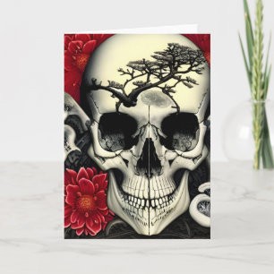 Coola Skull, Träd,Blommor Tillfällen Hälsning Kort