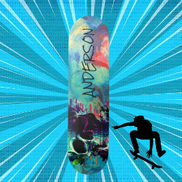 Coola Skullblå Personlig Mini Skateboard Bräda 18,5 Cm