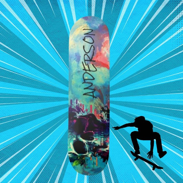 Coola Skullblå Personlig Mini Skateboard Bräda 18,5 Cm (Original and best online Zazzle skateboard shop- Urban Warrior)