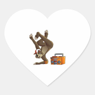 Coola Sloth Breakdance Funny Hjärtformat Klistermärke