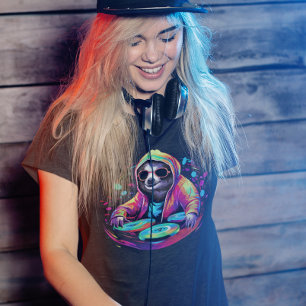 Coola Sloth DJ Neon T Shirt