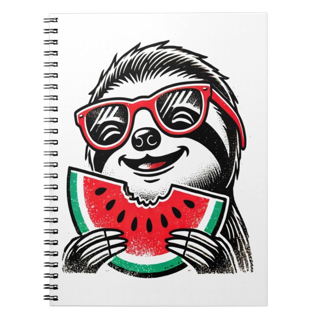 Coola Sloth Eating Watermelon Anteckningsbok (Framsidan)