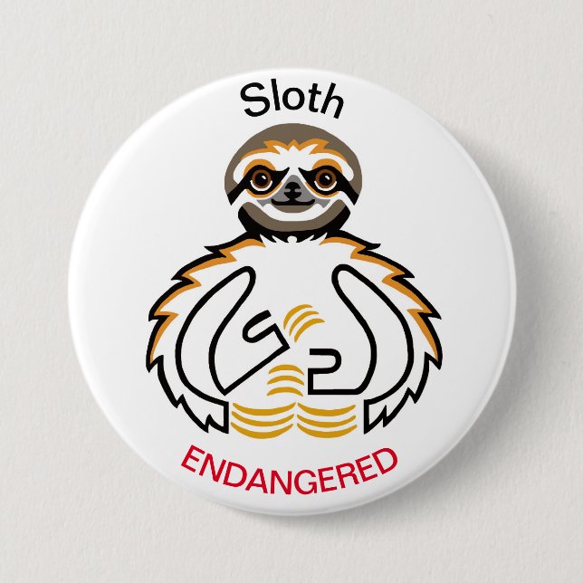 Coola - SLOTH-Endangered animal grafik - Wildlife Knapp (Framsida)