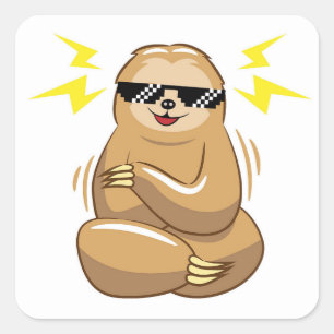 Coola Sloth med solglasögon Fyrkantigt Klistermärke